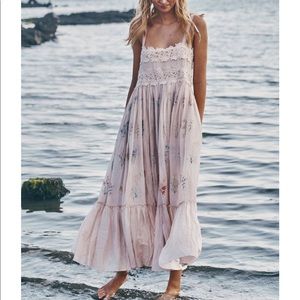 Love Sam Daisy Embroidery Midi Dress with Lace